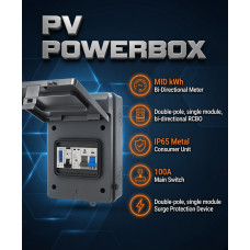 *PV POWERBOX - IP65 Black Metal Solar / EV Consumer Unit with Import/Export Meter, RCBO and SPD *PV POWERBOX - IP65 Black Metal Solar / EV Consumer Unit with Import/Export Meter, RCBO and SPD